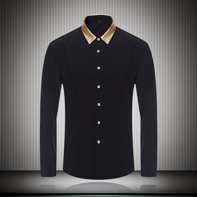 Fashion Black White Mens Dress Shirts 