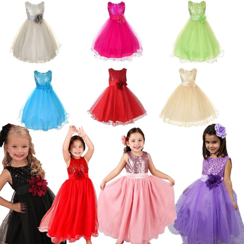 New Stylish Bridesmaid Toddler Wedding Baby Girls Dress Cute Party Kids Clothes
