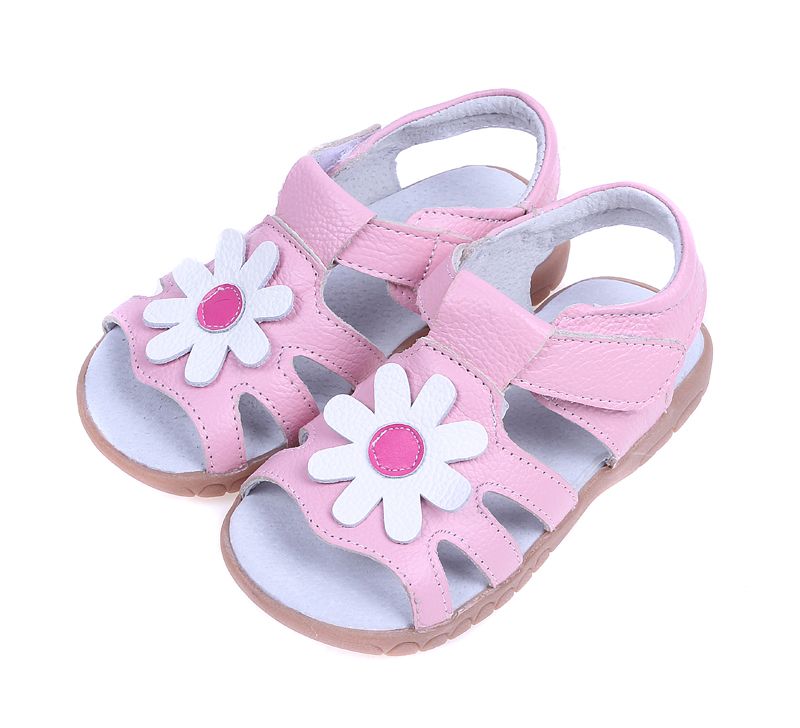 Baby Girls Sandals White T Strap Open Toe Pink Flowers Summer Style ...