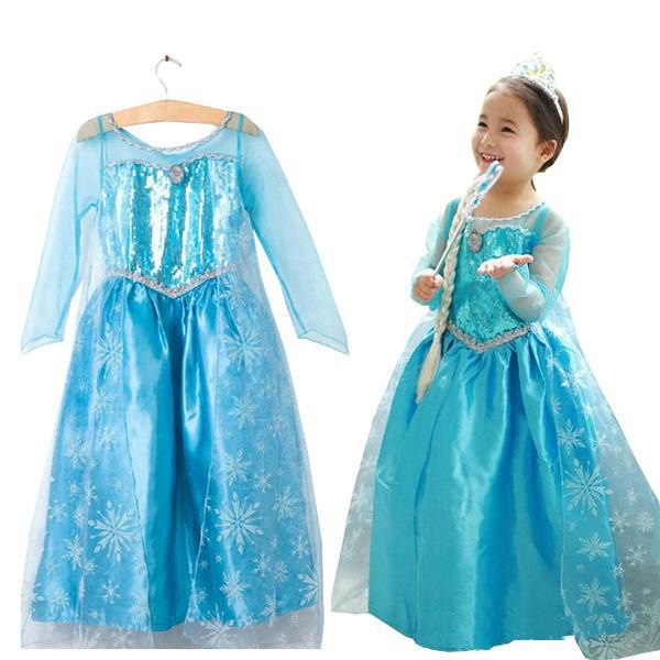 Filles Enfants Frozen Princesse Elsa robe sans manches parti une ligne-robe d'été 