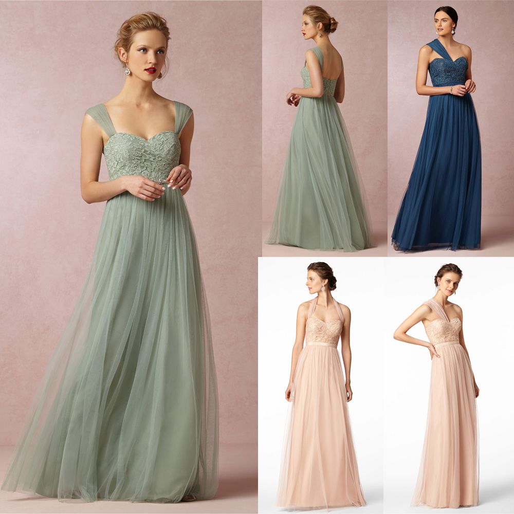 2015 Cheap Imported Mint Green Navy Blue Long Bridesmaid