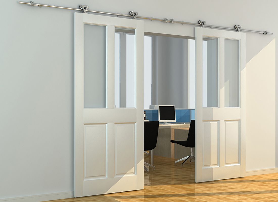 Double Door Stainless Steel Hollow Cut Twin Wheel Sliding Barn
