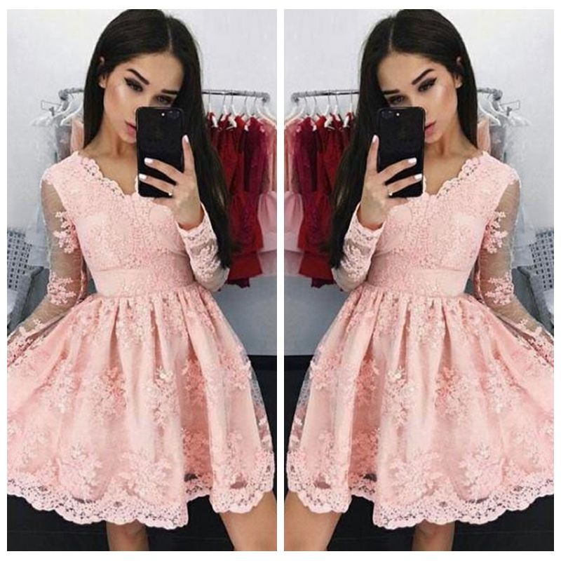 long pink homecoming dresses
