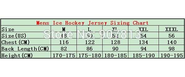 Ice Hockey Jersey Size Chart
