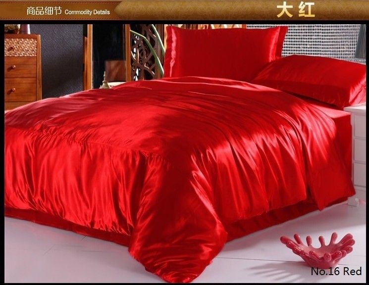 Black Satin Silk Bedding Set Sheets California King Queen Full Twin