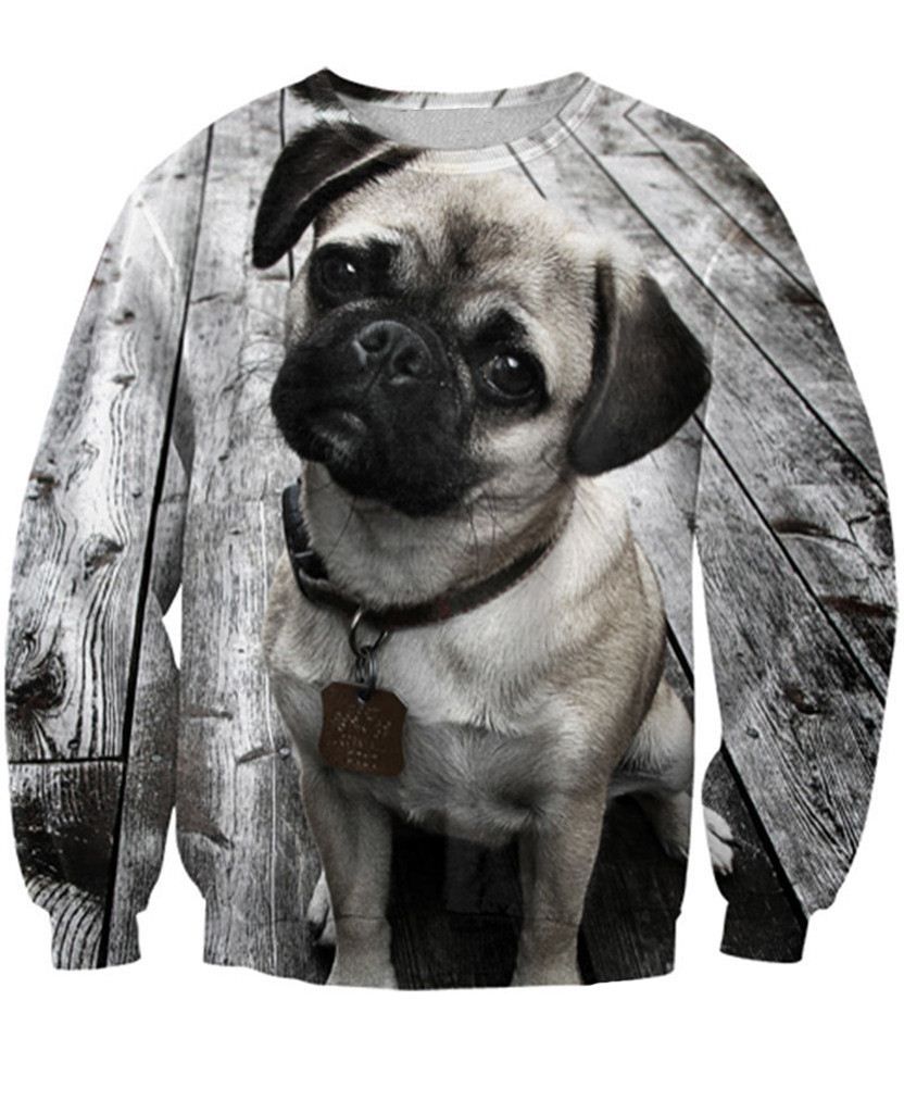 2020 FG1509 Women Men Sweat Pug Sweatshirt Moletons Fashion Woman Pug