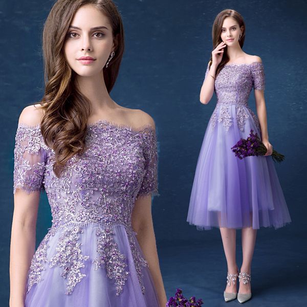 lavender evening dress with sleeves