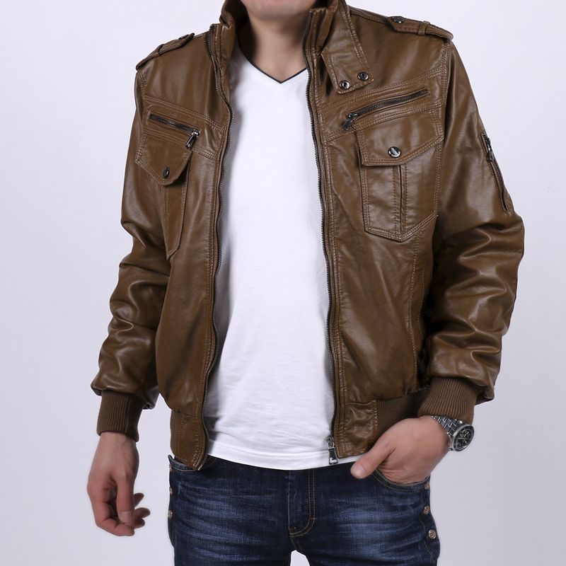 Wholesale Best Quality Gender Brown Faux Leather Bomber Jackets PU