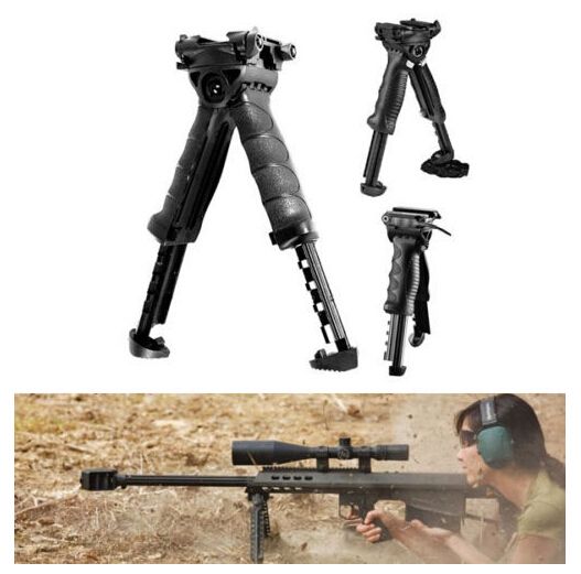 Foldable Foregrip Swivel Bipod 20mm Picatinny Rail For Rifle Rotating Grip
