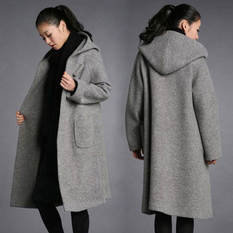 women's wool blend coat with hood