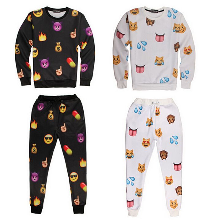 Emoji Outfit For Women/Men Unisex Emoji Joggers Set New Arrival 3D Painted  Cotton Blended Emoji Outfit & Pant Free Shipping