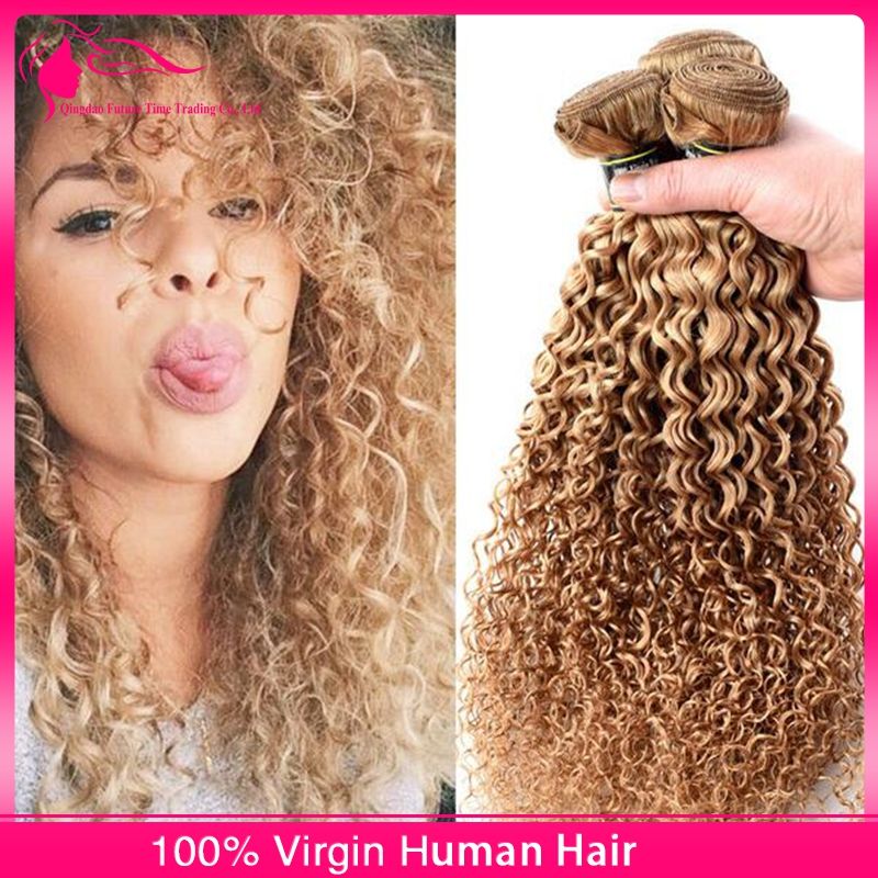 Curly Blonde Hair Extensions Peruvian Blonde Human Hair Weave 10