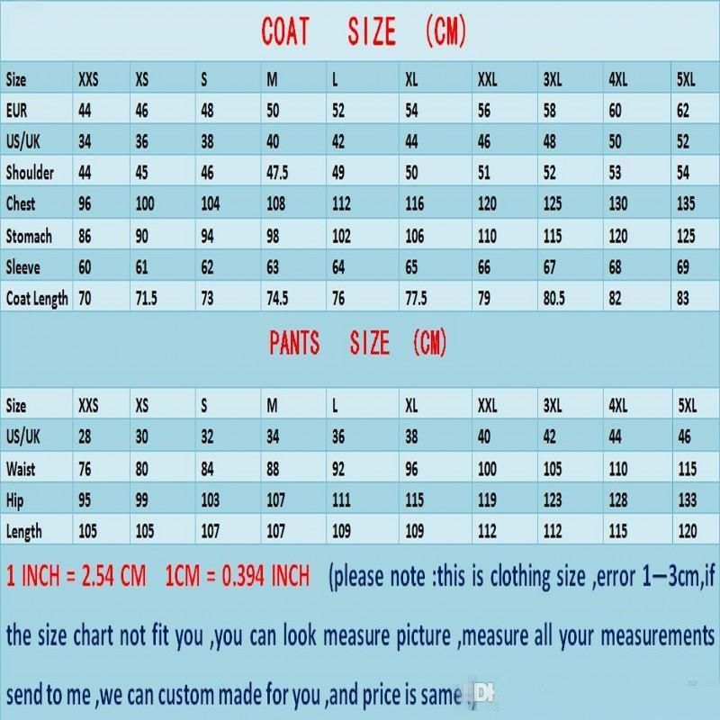 Suit Vest Size Chart