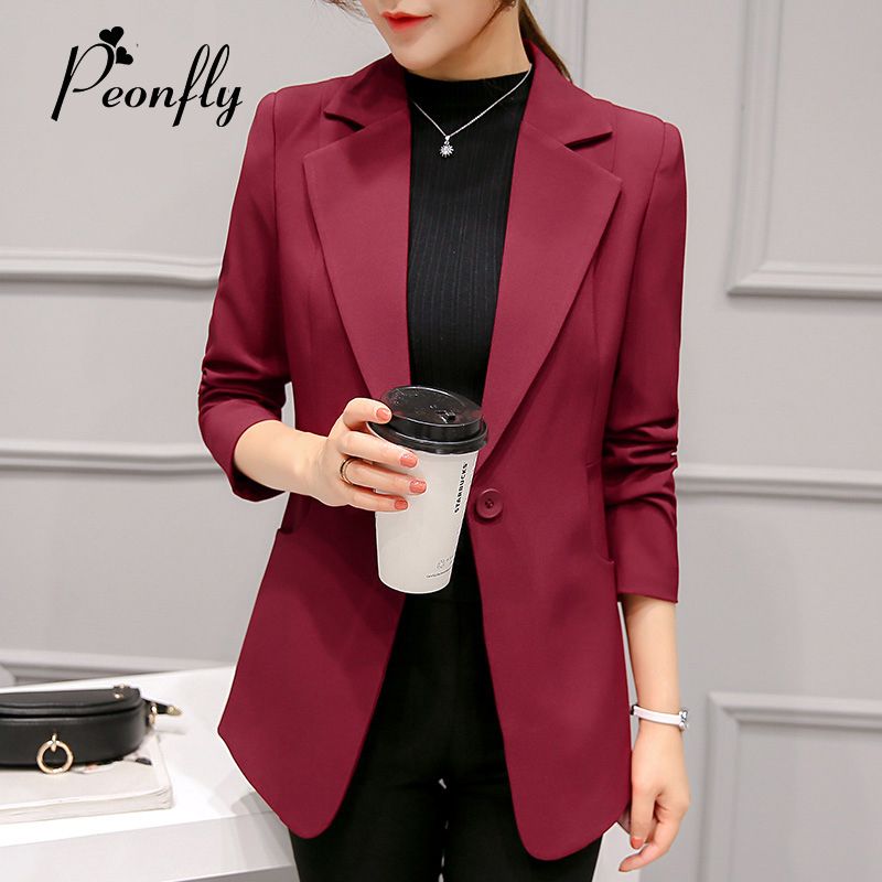PEONFLY Ladies Blazer 2017 Long Sleeve 