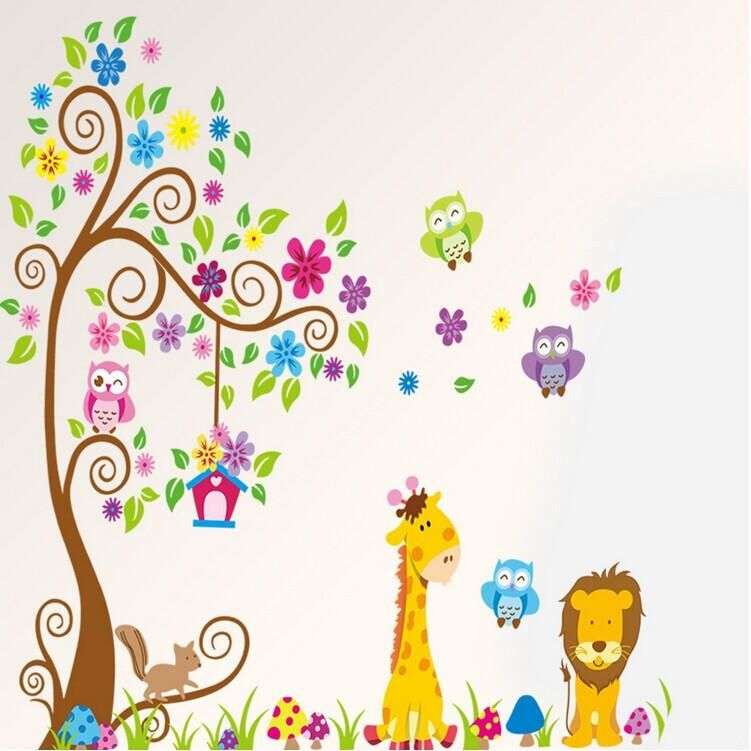 Giant Wall Decals For Baby S Room Nursery Girls Or Boys Room Decoration Forest Owls Giraffe Flower Tree Wall Art Murals Word Wall Art Word Wall Decals