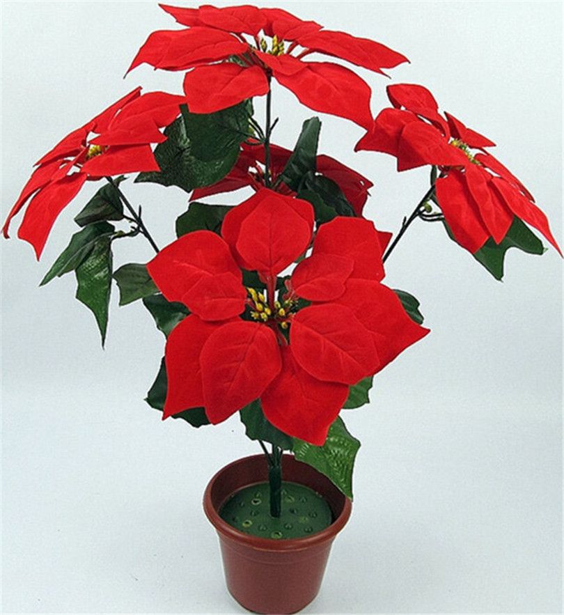 Silk Poinsettia Bunch 45cm/17.72 Length Dia. 20cm/7.87 Artificial