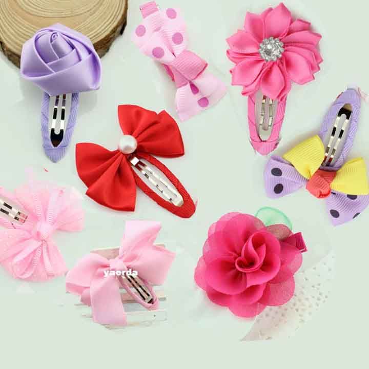 Large Solid Color Grosgrain Ribbon Bow Hair Clips , BB Clip , Children