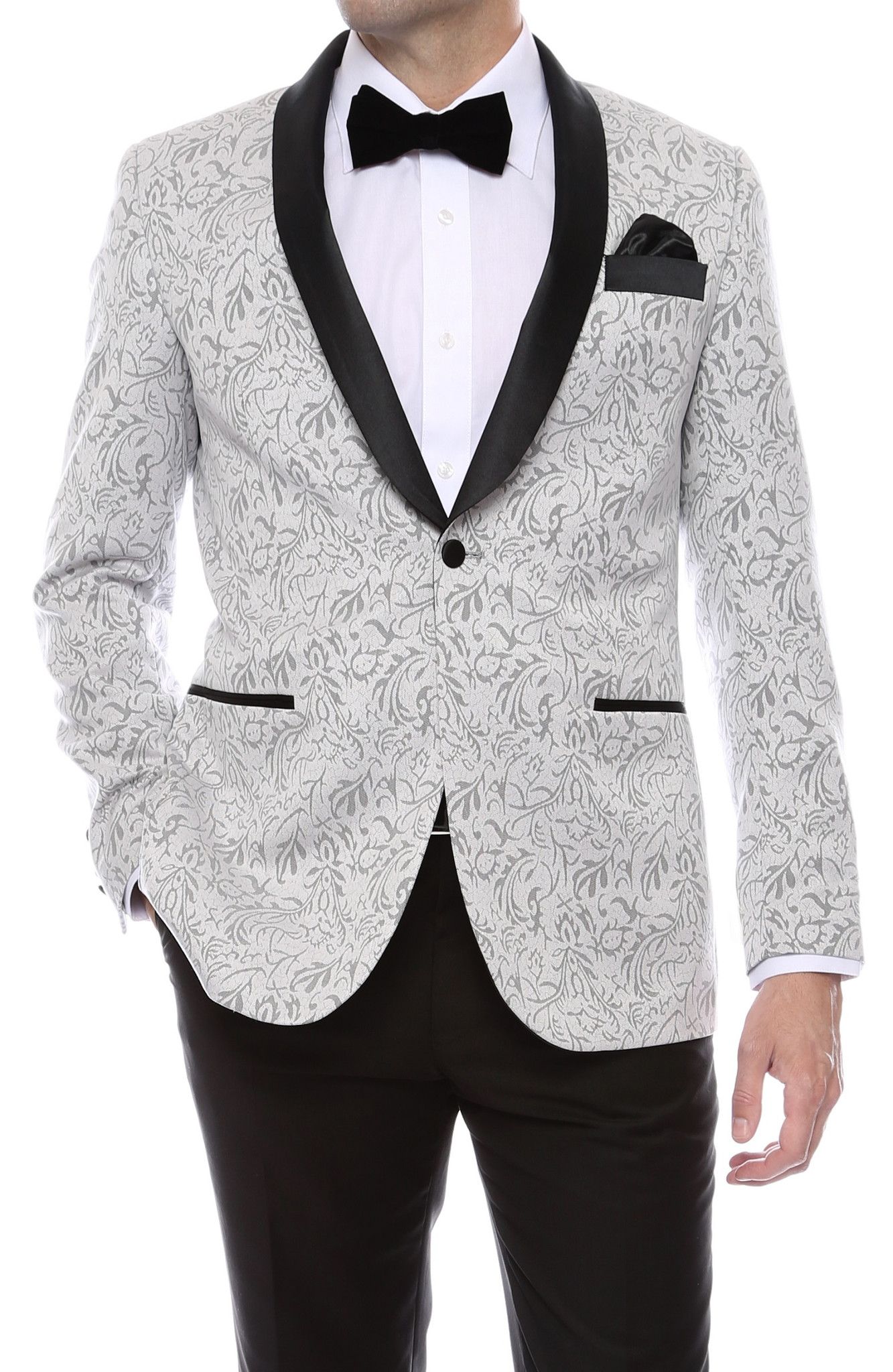 White and silver prom suit Clearance