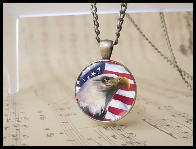Whole Handmade American Bald Eagle Flag Pendant Necklace Vintage Usa Independence Day Cabochon Jewelry National 1367 Charm Bracelets Necklaces From Orient1026 23 02 Dhgate Com - Eagle Flag Pendant Necklace
