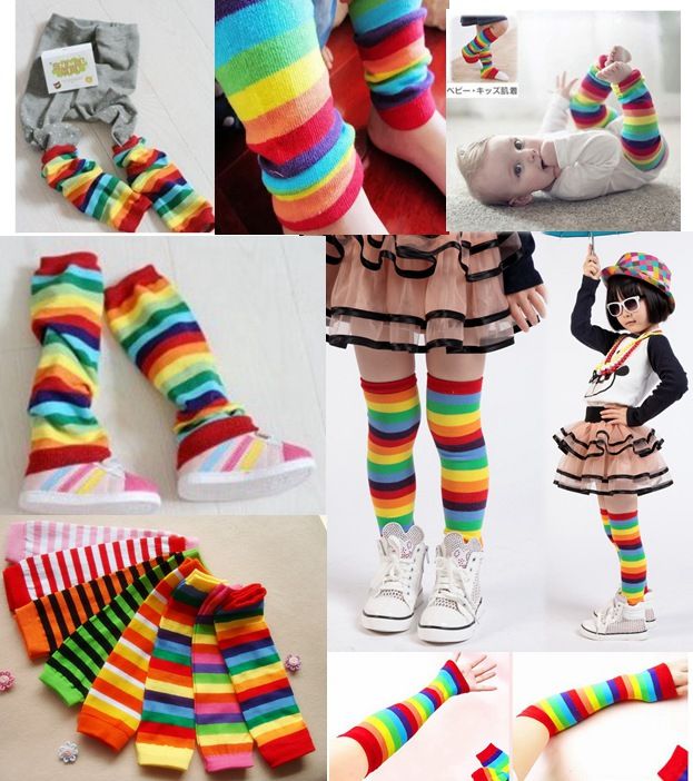 Verlike Baby Boys Girls Leg Warmers,Rainbow Striped Crawling Anti Slip Knee Length Socks Rainbow