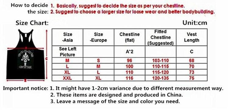 Tank Top Size Chart Men