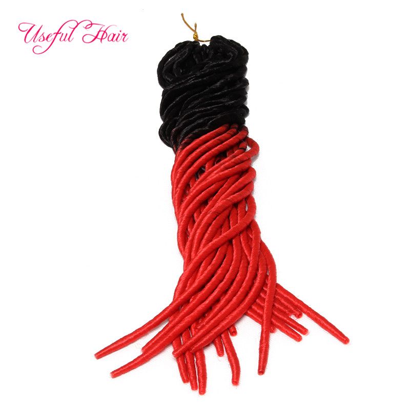 2019 1b Red Blank Ombre Mix Color Faux Locs Soft Braid In Bundles
