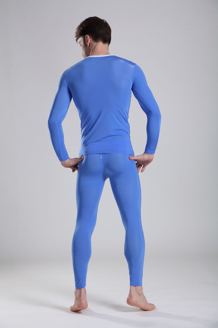 2021 Ultra Thin Men Long Johns Set Tight Low Waist Mens Translucent