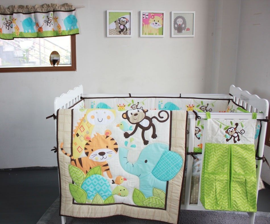 2016 Year Baby Bedding Set 3d Elephants Monkeys Tigers Baby Crib