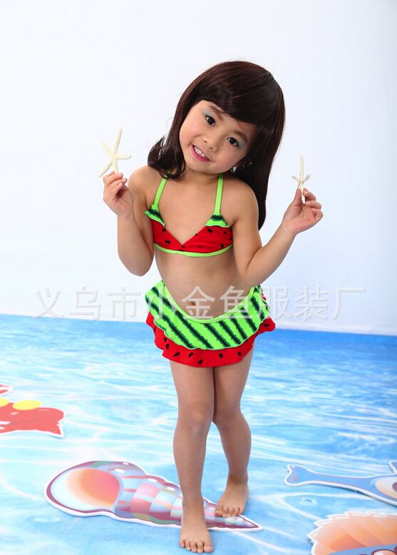 2015 nuevos niños bikinis de trajes baño de baño sandía impresión lindos para