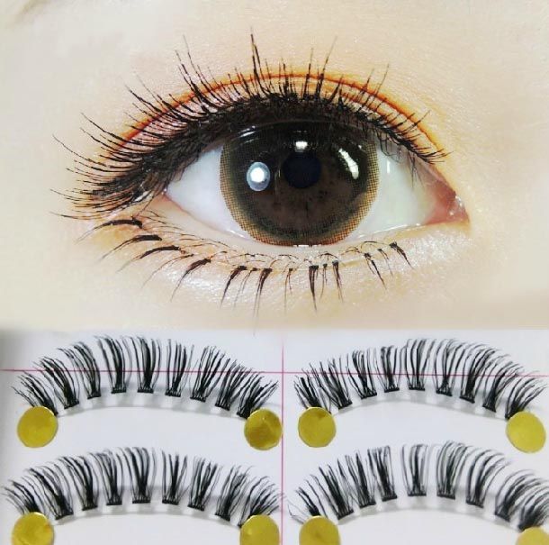 Japan POP Fake Eyelashes Handmade Clear Stalk False Lashes Natural Cross Thick Eye Lashes Sexy
