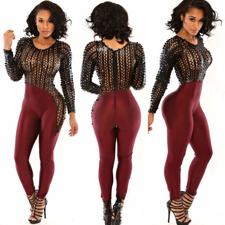 Womens Bandage Evening Party Playsuit Ladies Romper Long Jumpsuit Size 6-14 UK