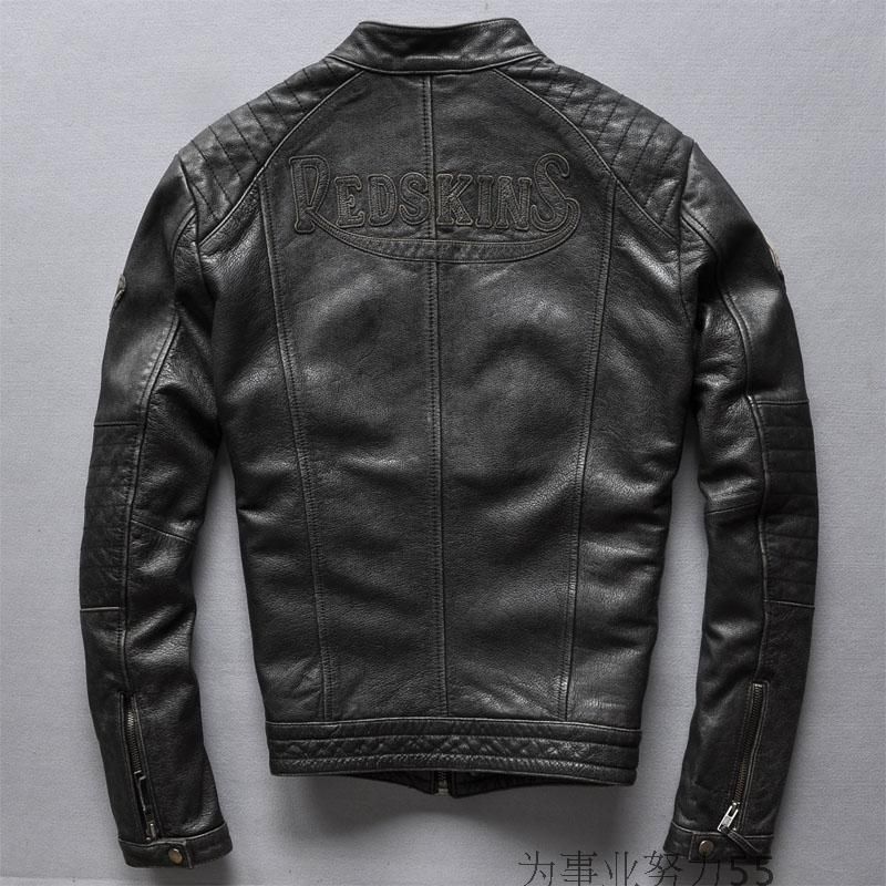 2020 REDSKINS Motorcycle Genuine Leather Jackets Stand Collar Hip Hop Racing Jackets From 