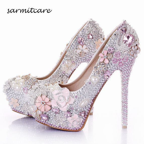 pink diamante heels