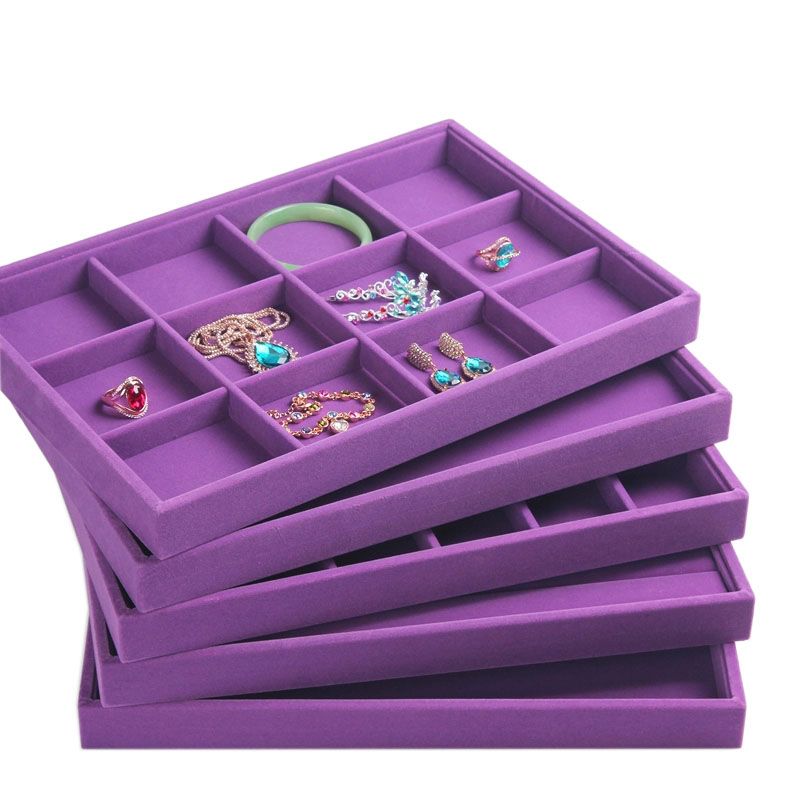 Best Upscale Purple Velvet Jewelry Display Tray Jewelry Box Rings Necklace Earring Bracelets