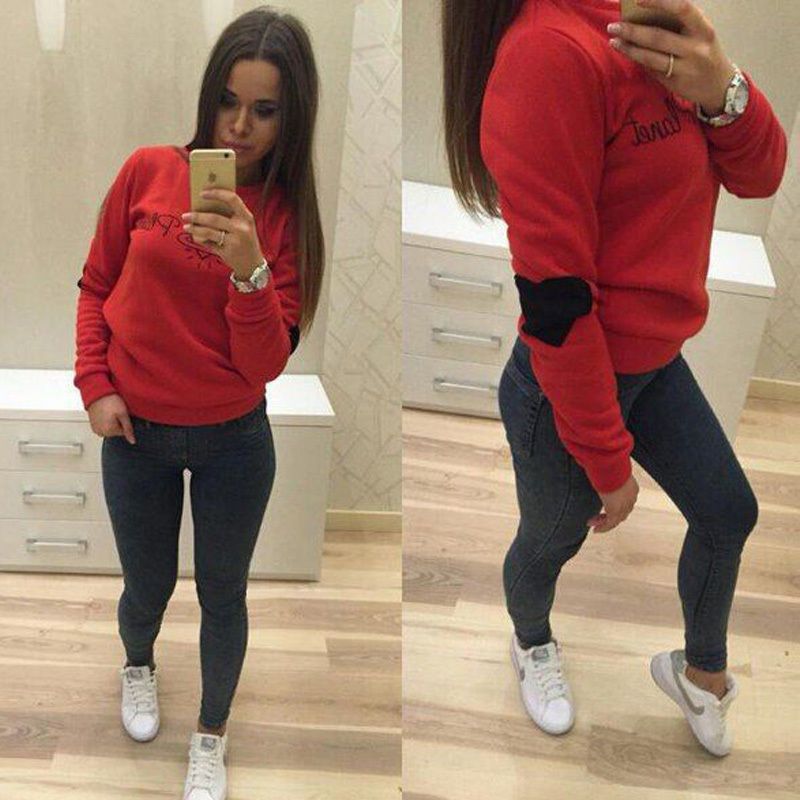 red hoodie outfit womens