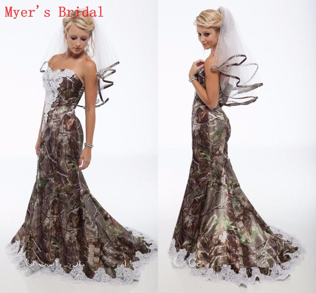 Discount DW Vintage Camo Wedding Dresses And Veils