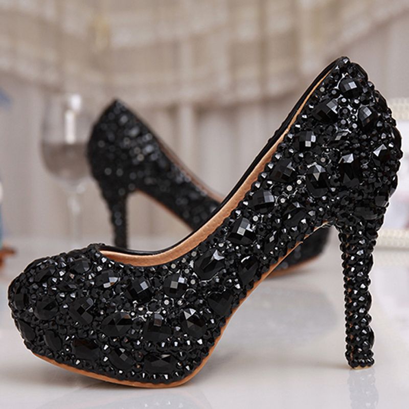 black dress shoes with rhinestones