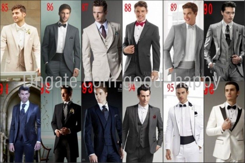 Men'S Silver Grey Tux ~ Gray Tuxedo Black Lapel Wedding Groom Suit main image 1