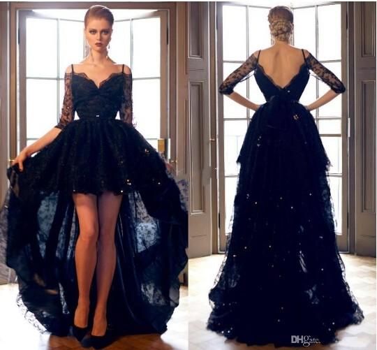 long sleeve high low prom dresses