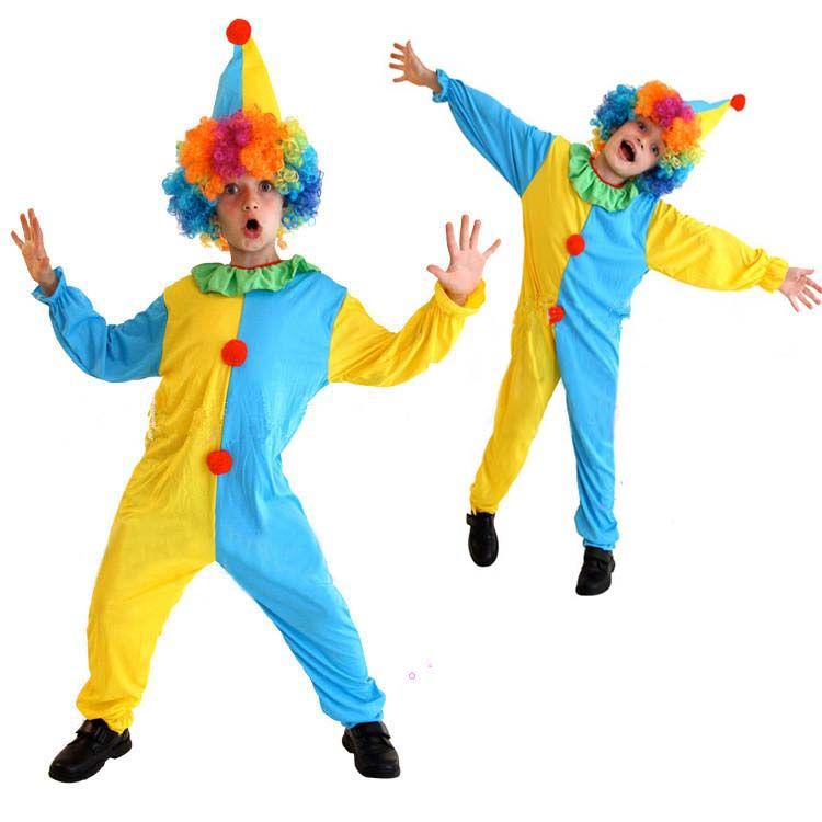 Kids Boys Yellow Blue Circus Clown Costume Cosplay Fancy Dress per bambini Day Performance Tute per Kids Boys Yellow Blue Circus Clown Costume Cosplay Fancy Dress per bambini Day Performance Tute per