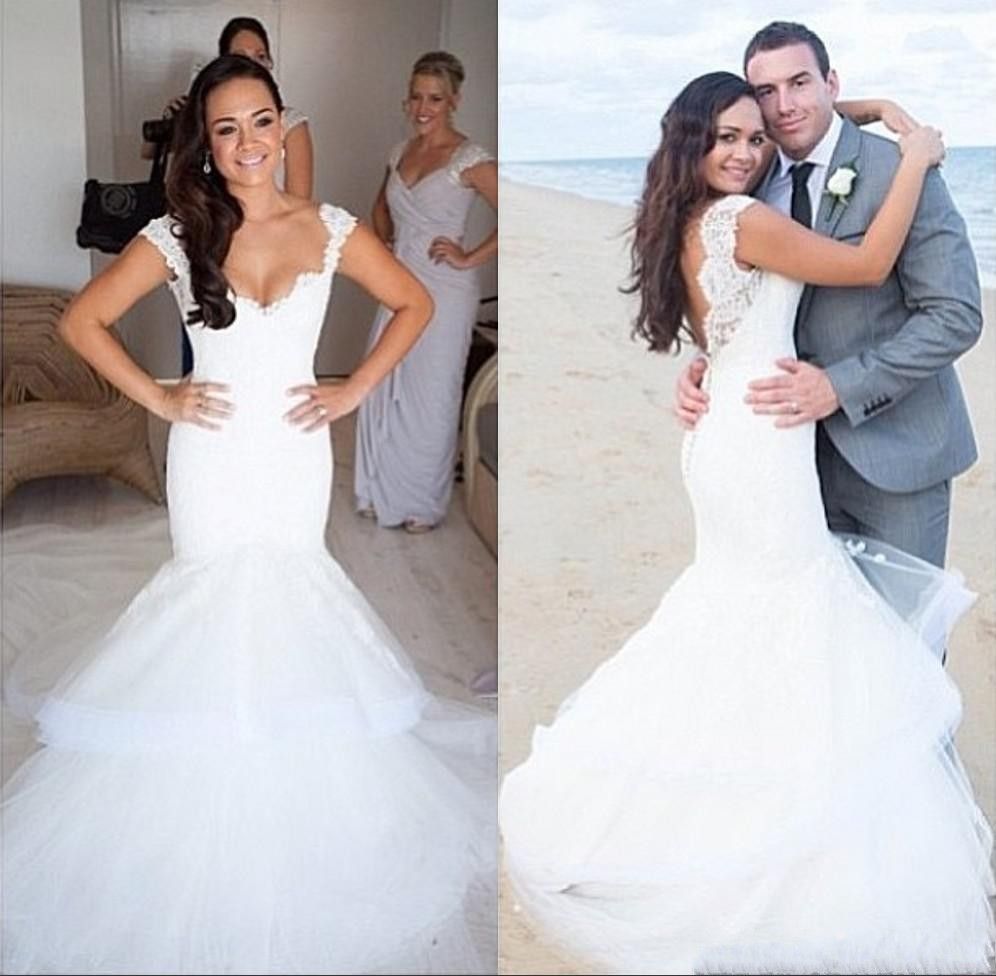 off the shoulder cap sleeve wedding dress