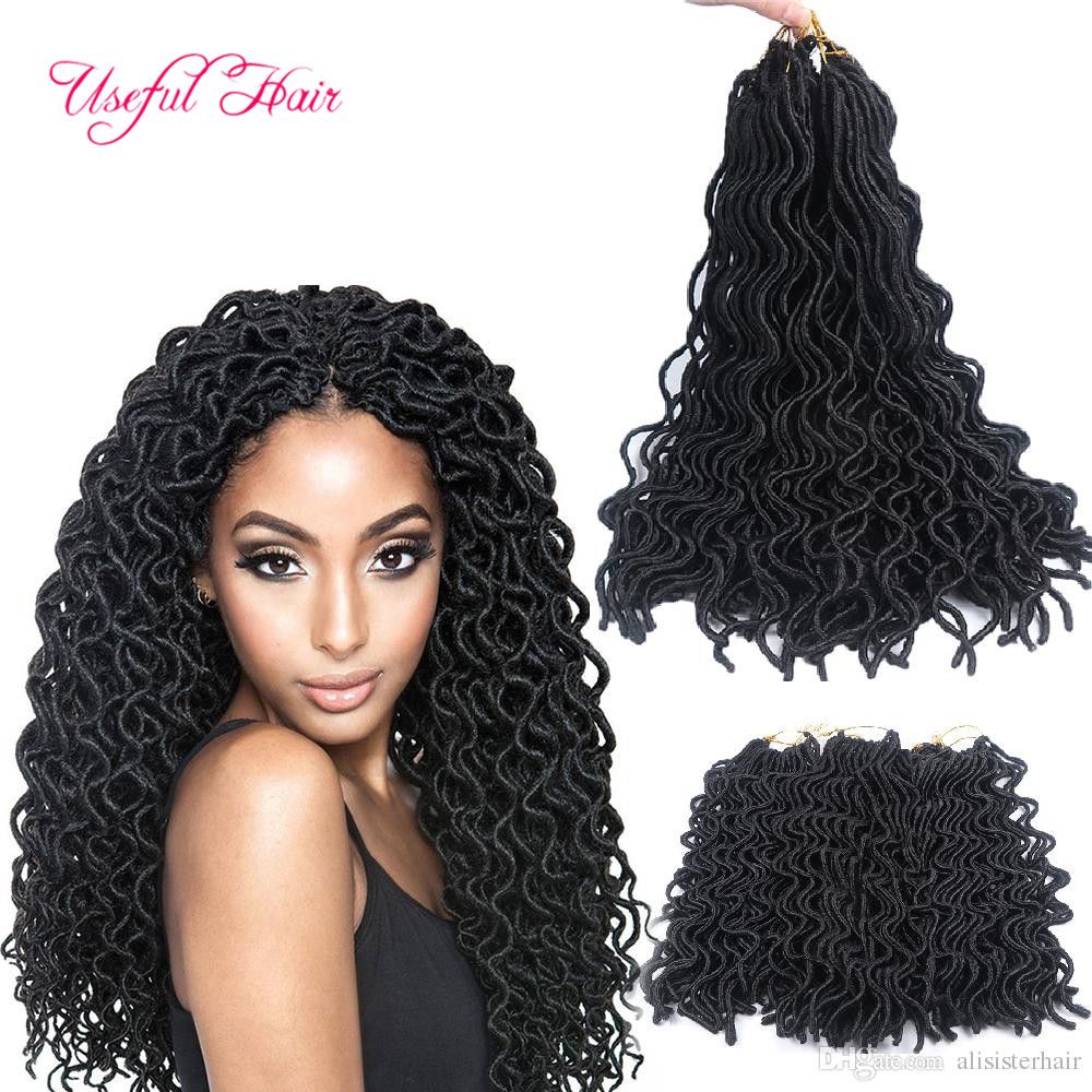 2019 20inch Soft Dreadlocks Waving Curly Goddess Locks Crochet Braids Hair 24strand Pcs Faux Locs Braids Hair Extensions Synthetic Braiding Hair From