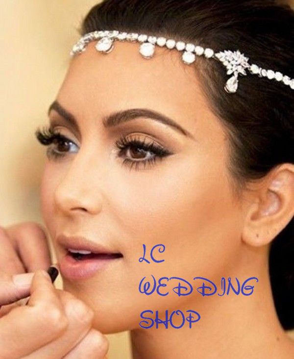 Kim Kardashian Wedding Hair Accessories Rhinestones Crystal