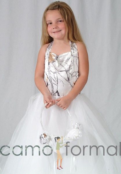 white camo flower girl dresses