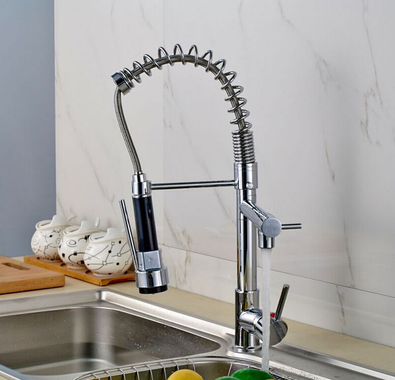 US Chrome Brass Kitchen Sink Basin Faucet Mixer Tap Swivel Spray Single Handle US Chrome Brass Kitchen Sink Basin Faucet Mixer Tap Swivel Spray Single Handle