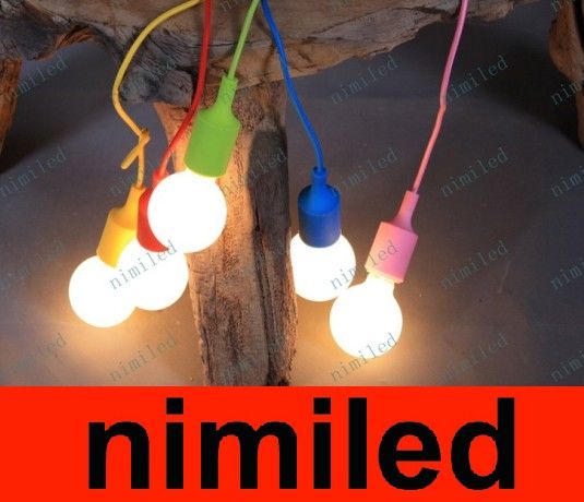 Nimi585 No Bulb Multicolor E27 Socket Pendant Lamps Light Lights Fixture Hanging Color Line Wire Silicone Holder Lighting Island Fixtures