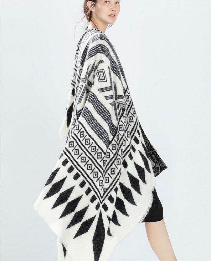 Black and white shawl Clearance