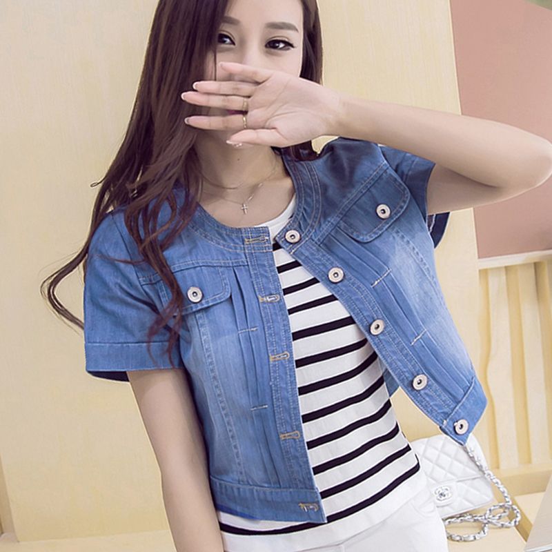 plus short sleeve denim jacket