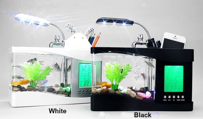 Gift Usb Desktop Fish Tank Aquarium With Led Light Fish Tank