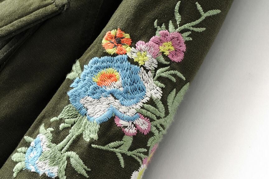 Acquistare Verde Militare Fiori Ricamati Giacche Da Donna Tasche Con  Bottone Lettere Motivo Floreale Cappotti Casual Giacche Da Donna Militari  S532 Economico | Consegna Veloce E Qualità | DHgate Italy